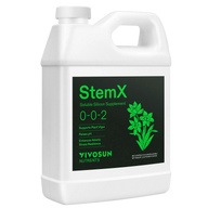 Vivosun StemX soluble silicon supplement bottle with daffodil illustration and nutritional info.