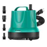 Green VIVOSUN 40W submersible water pump with hose adapters, cord, and plug.