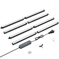 VIVOSUN 8-pack 1ft LED grow lights with dimmer, timer, and power adapter.