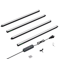 VIVOSUN 1ft LED grow light 4-pack with white LEDs, black frame, power cord, and controller.