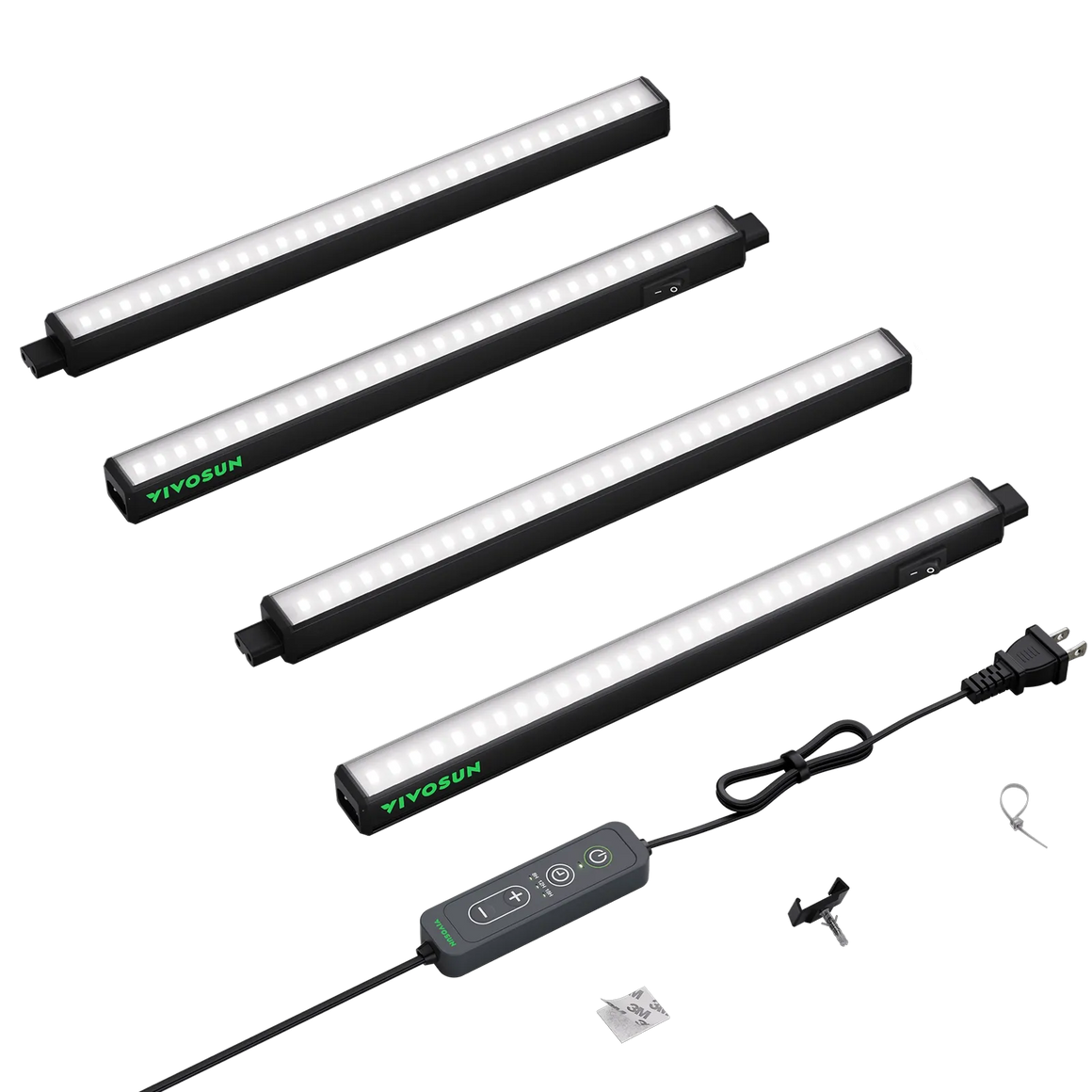 VIVOSUN T5 2FT LED grow lights, 4-pack, full spectrum, with controller & accessories.