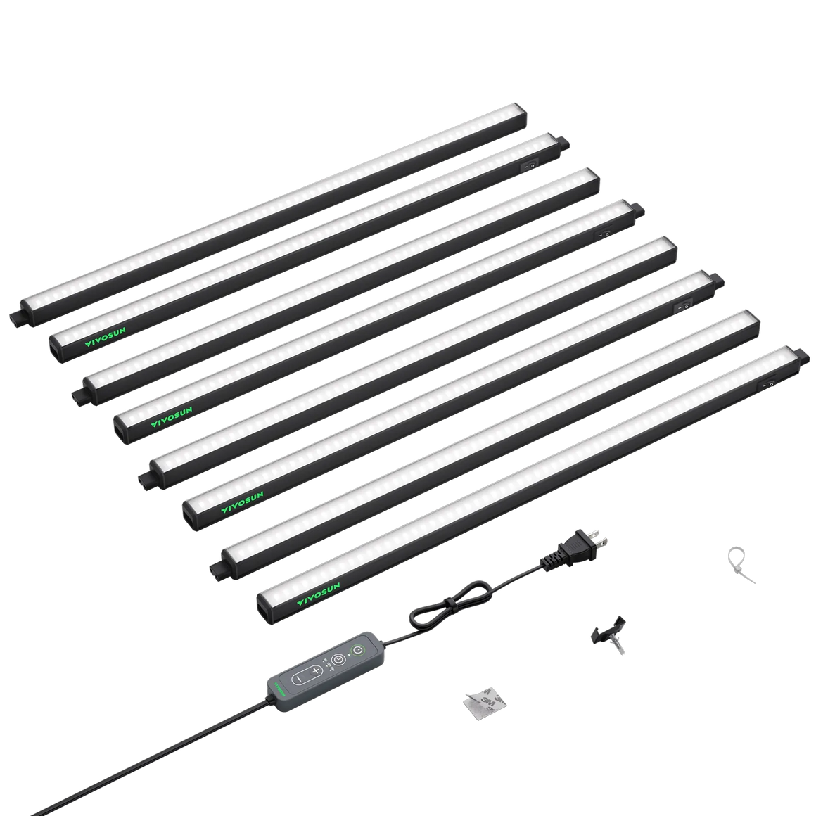 VIVOSUN T5 2FT LED grow light 8-pack with dimmer, timer, and power cord.