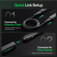 VIVOSUN T5 Linear LED Grow Light quick link setup: connect by extension cable and connector for daisy chaining up to 16 bars.