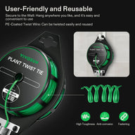 VIVOSUN green plant twist tie with dispenser. High toughness, anti-corrosion, fastening.