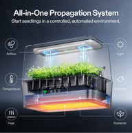 Vivosun smart seedling box with lights, airflow, temperature, humidity, and heat for plants.