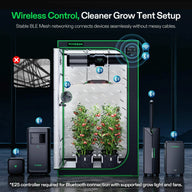 VIVOSUN grow tent setup with wireless control, featuring grow lights, fan, humidifier, and air purifier.
