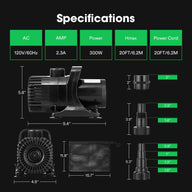 Vivoun 300W submersible pump dimensions: 9.4