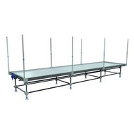 Wachsen Professional Rolling Bench, 4ft wide, with metal tray and vertical poles.