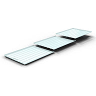 Professional rolling bench with three white, grated trays in ascending stages.