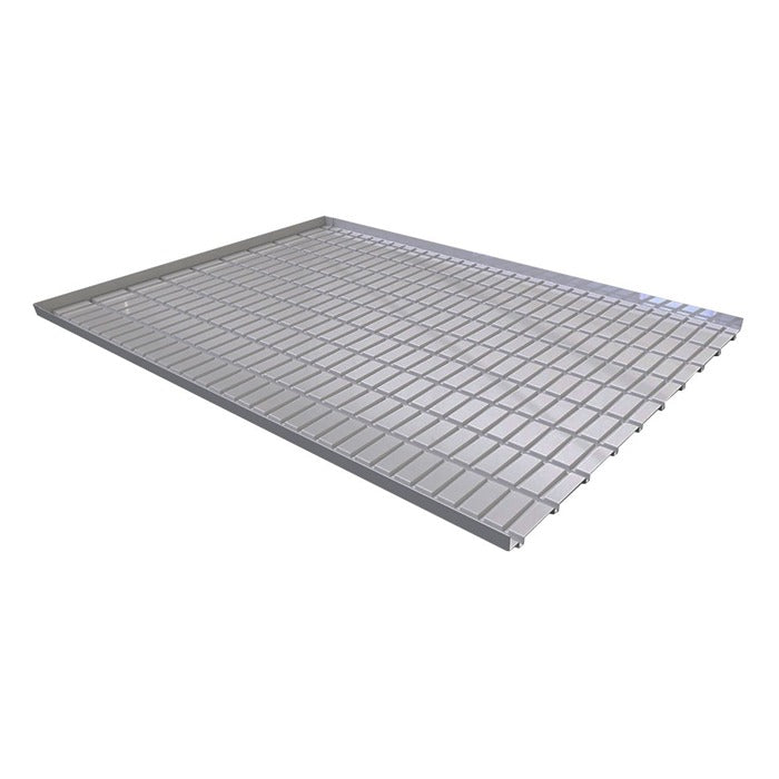 Silver rolling bench tray with grid pattern, 5ft x 78.74in.