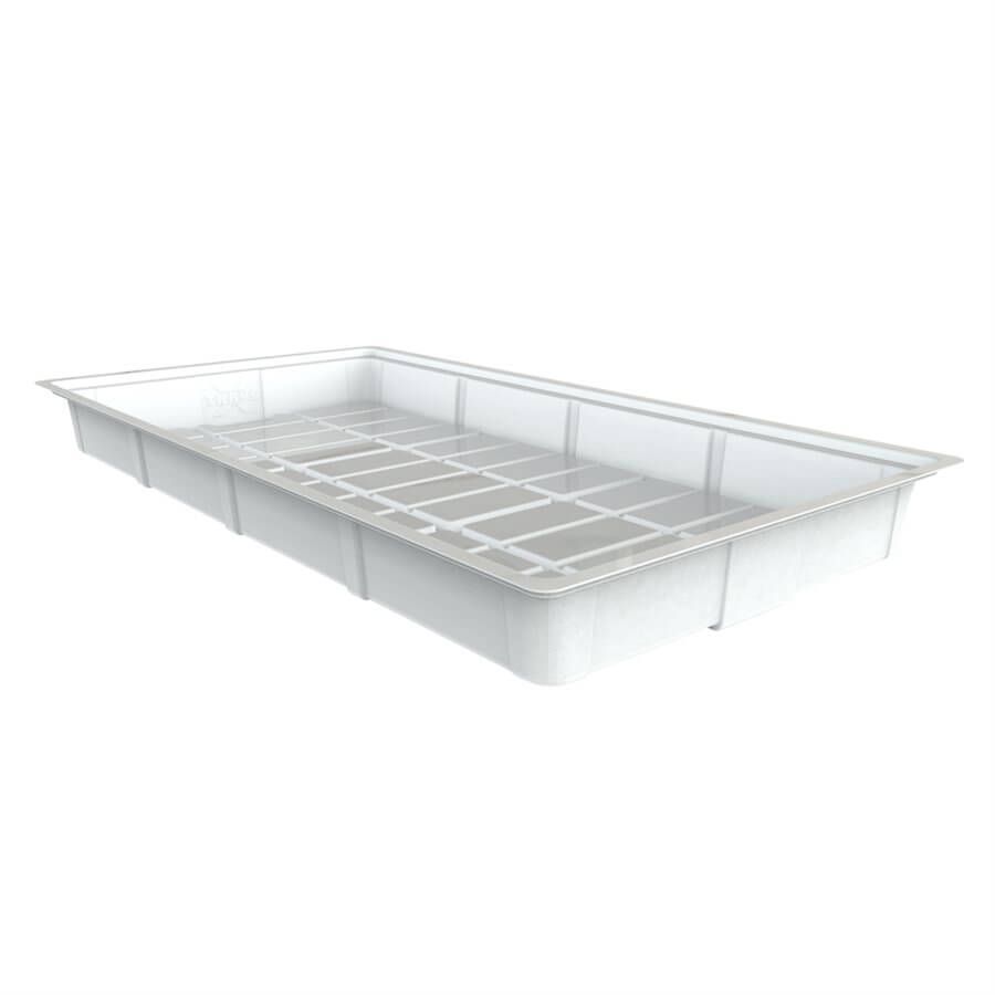 White plastic flood tray with grid insert, 3x6 dimensions.