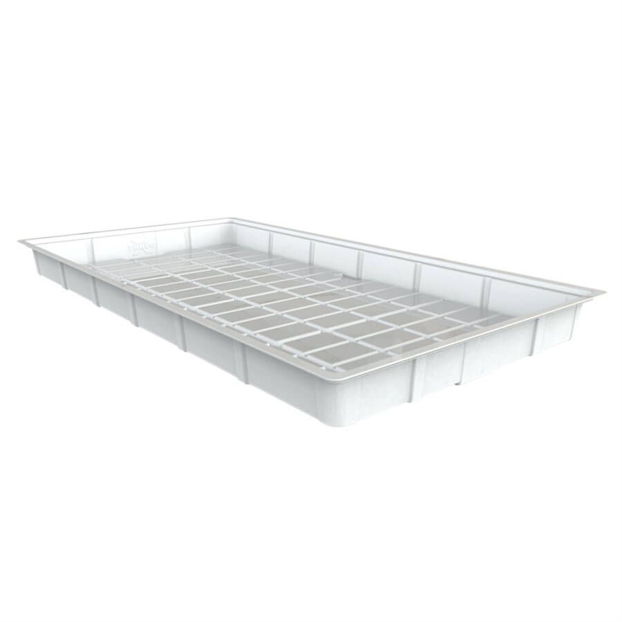 White 4x8 flood tray with grid for gardening.