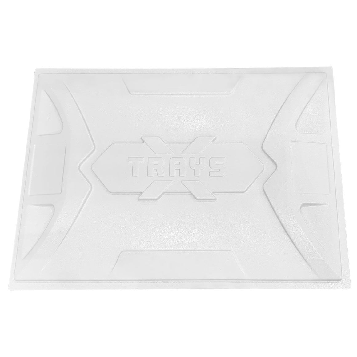 White plastic lid for Xtrays reservoir, 100-gallon capacity, embossed logo.