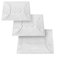 White Xtrays reservoir lid with embossed logo, stacked diagonally.
