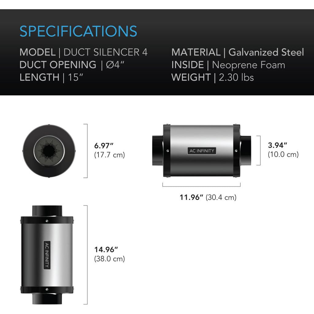 AC Infinity 4" Duct Silencer