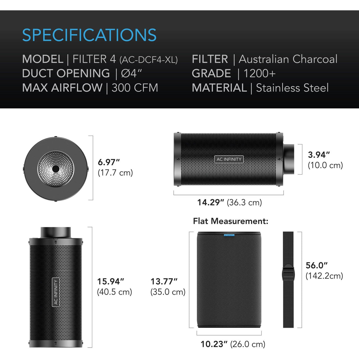 AC Infinity AC Infinity 4" XL Duct Carbon Filter