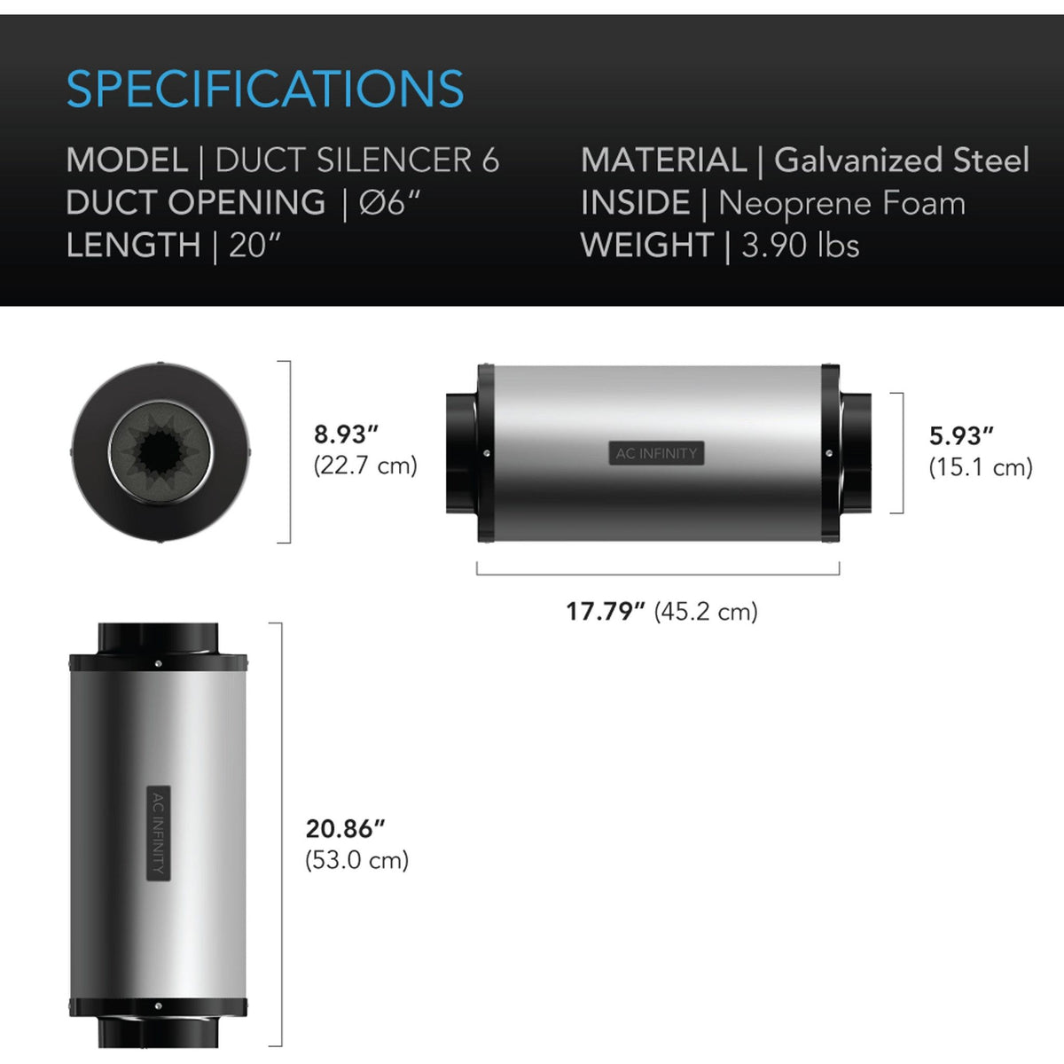 AC Infinity 6&quot; Duct Silencer