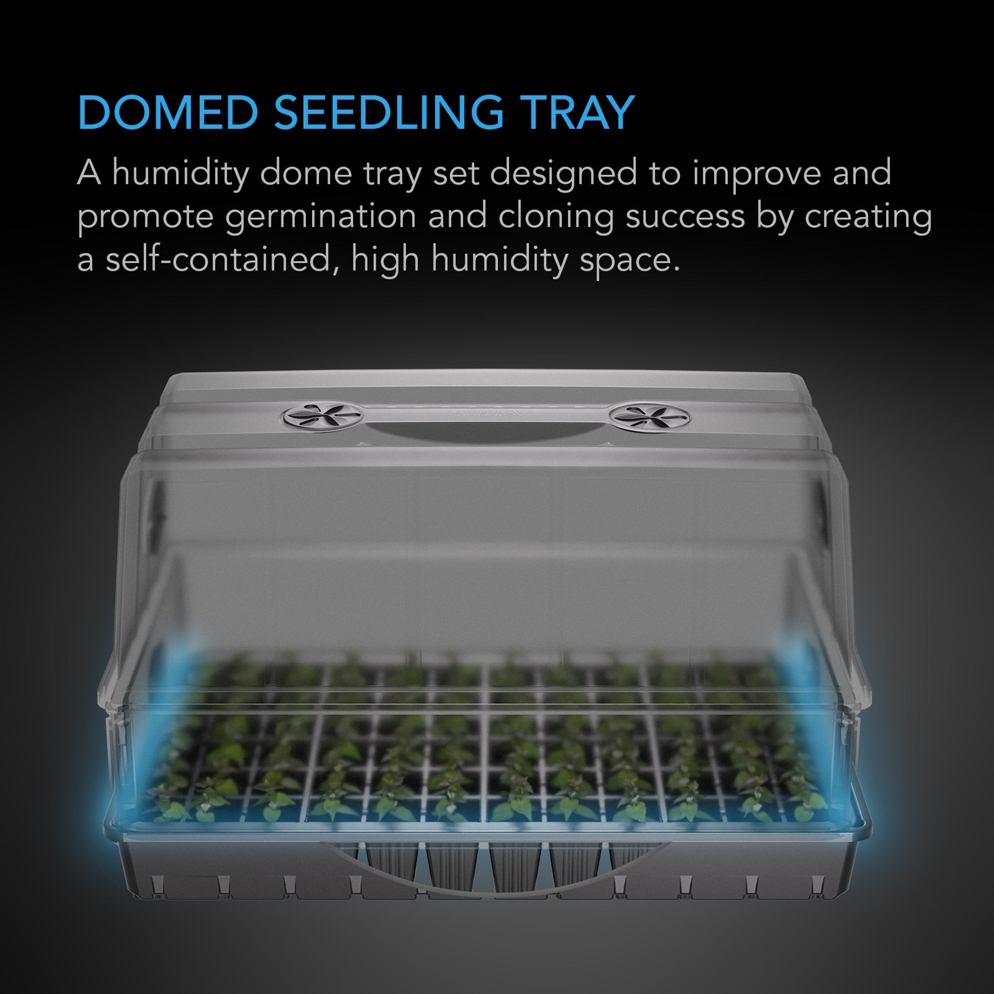 plant tray clear plastic humidity domes AC Infinity Humidity Dome Large Propagation Kit 6x12 Cell Tray