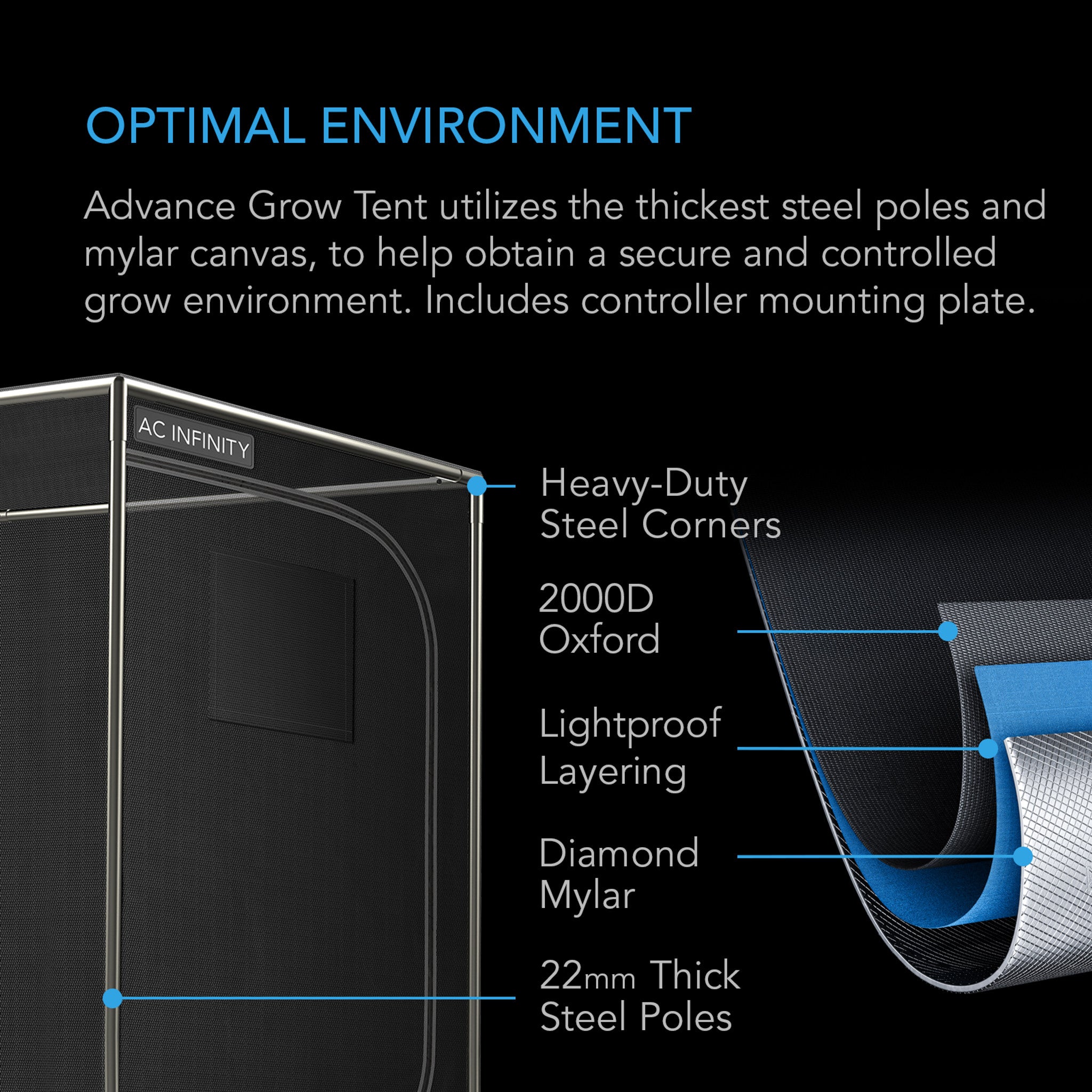 AC Infinity Advance Grow Tent System 2 Plant Kit | 2' x 4'