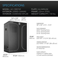 AC Infinity AC Infinity Cloudlab 743D 4' x 3' x 6' 2 in 1 Hydroponic Grow Tent