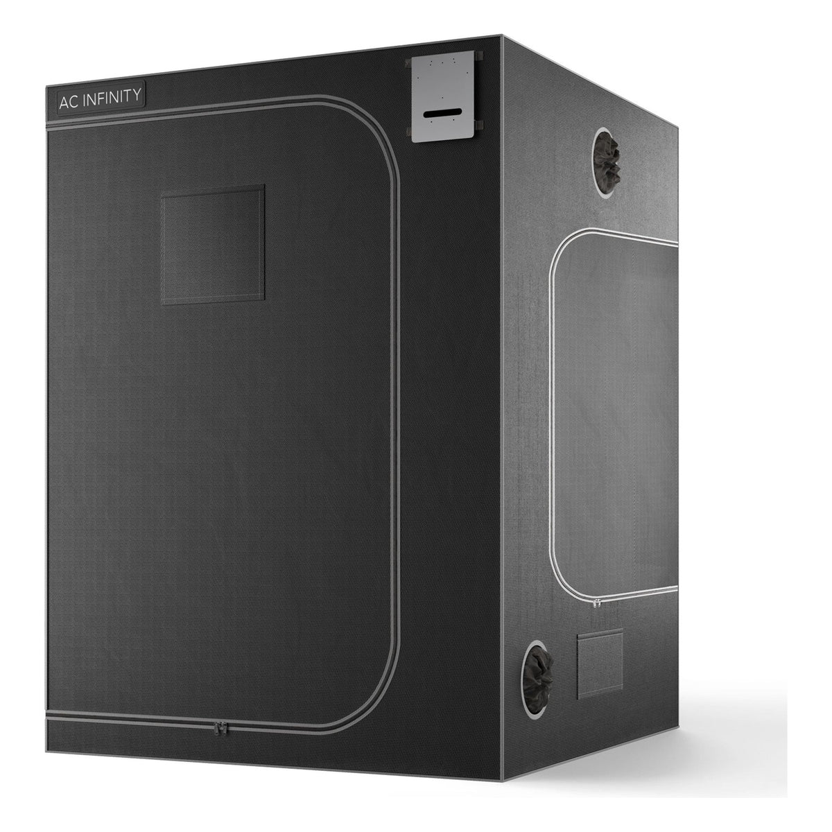 AC Infinity grow tent, black, with logo, vents, and observation window.