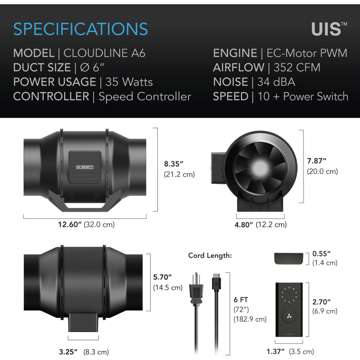 AC Infinity AC Infinity Cloudline A6 Inline Fan System