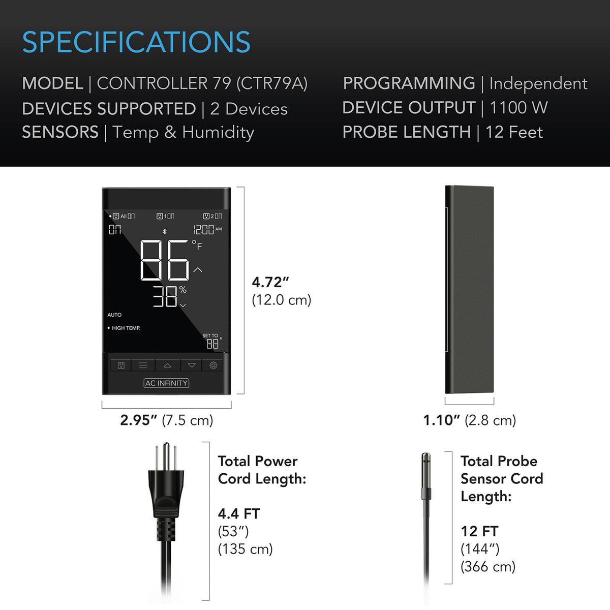 AC Infinity AC Infinity Controller 79 Smart Outlet Controllers Specs