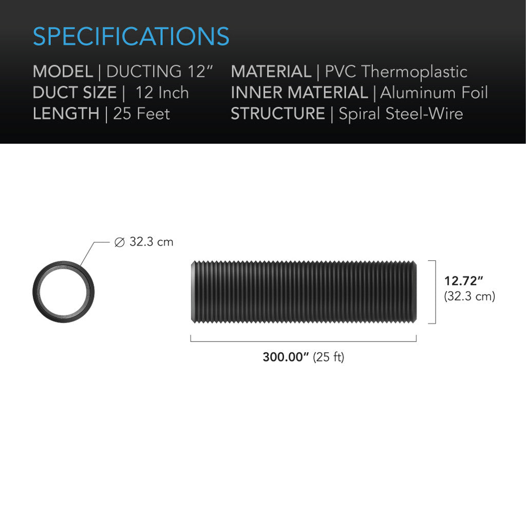 AC Infinity Flexible Four-Layer Ducting - (12&quot; x 25&#39;)