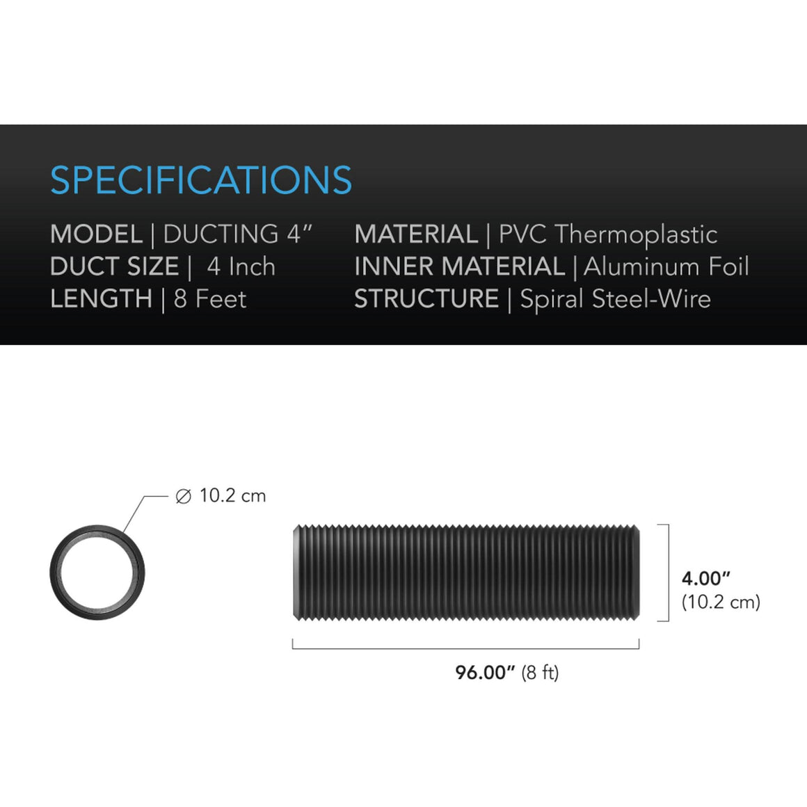 AC Infinity Flexible Four-Layer Ducting - (4" x 8')