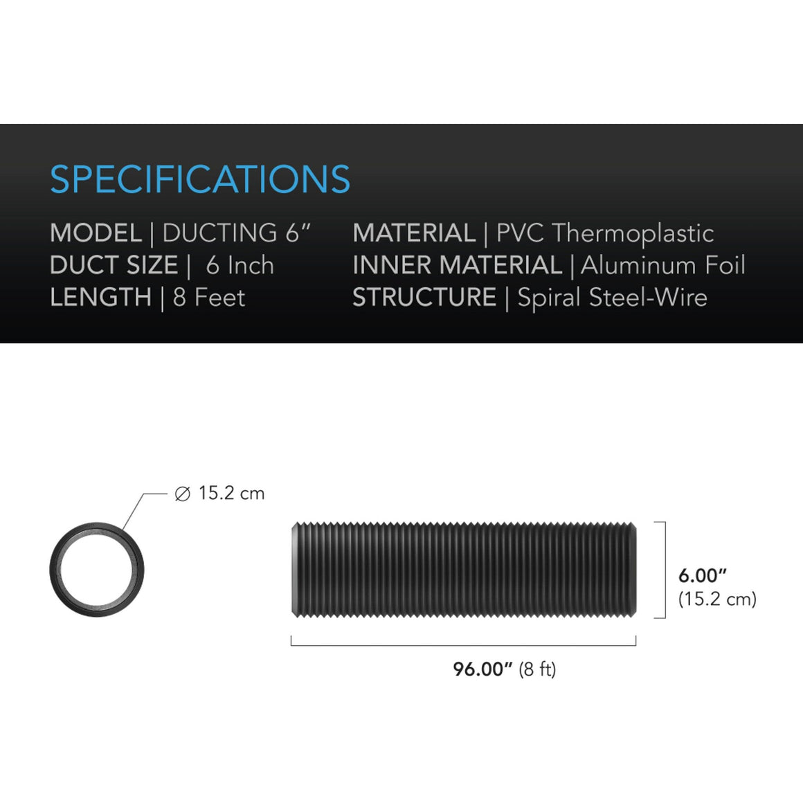 AC Infinity Flexible Four-Layer Ducting - (6" x 8')