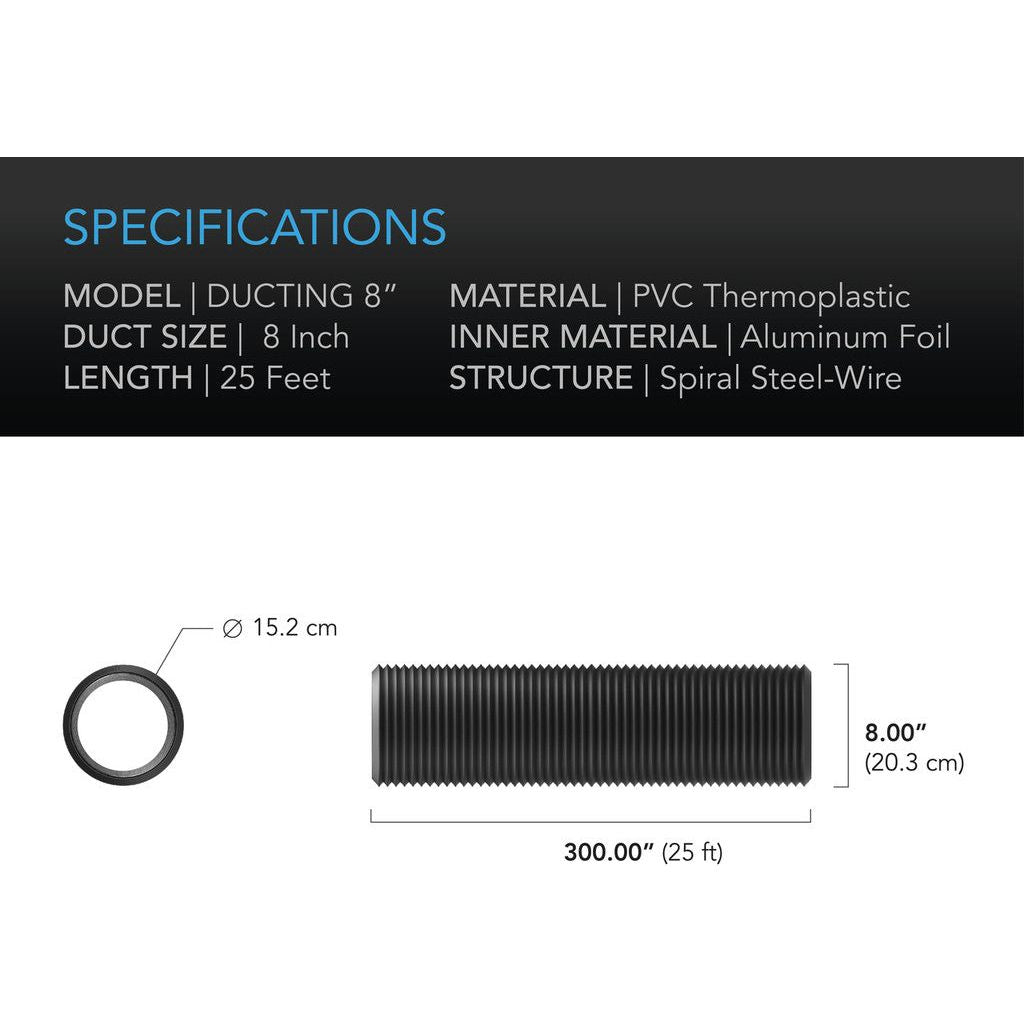 AC Infinity Flexible Four-Layer Ducting - (8" x 25')