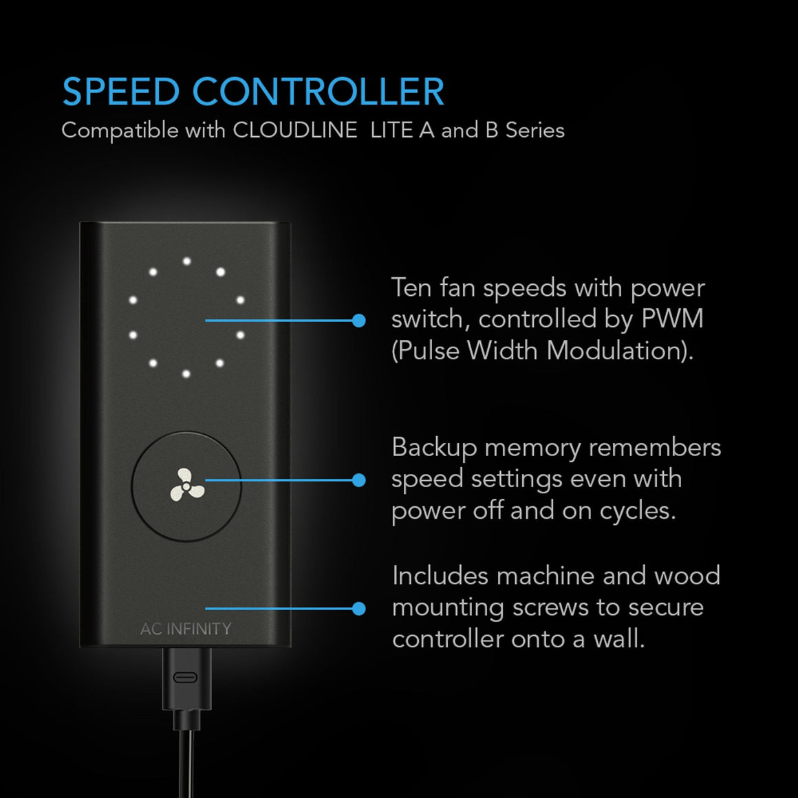 AC Infinity AC Infinity Inline Fan with Speed Controller 4" Filter Kit