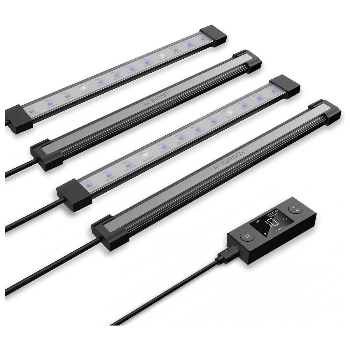 AC Infinity Ionbeam U4 targeted spectrum UV LED grow lights with remote.