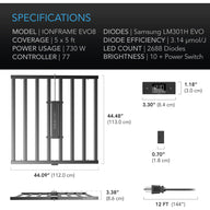 AC Infinity AC Infinity Ionframe Evo8 730W Commercial LED Grow Light Specs