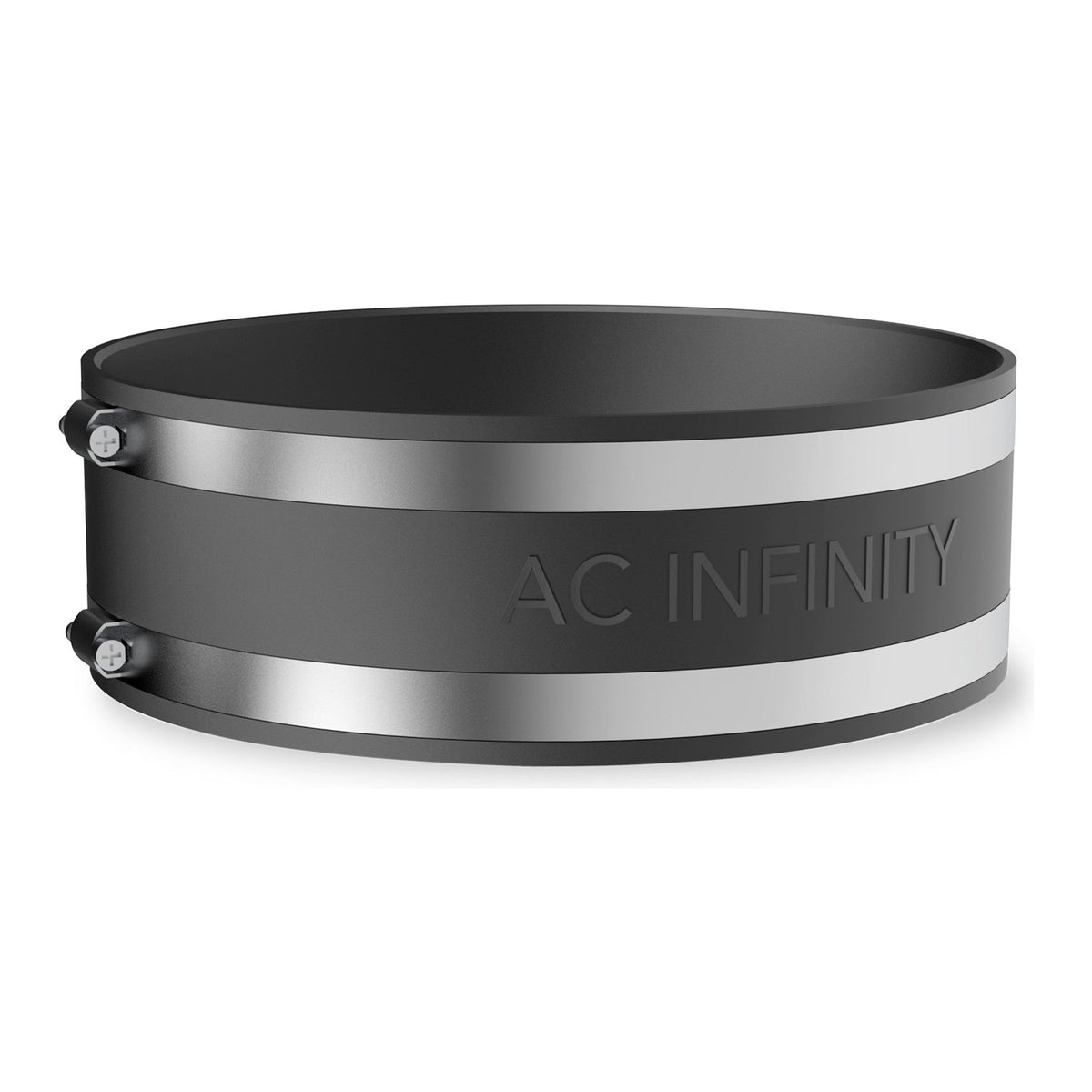 AC Infinity 8-inch noise reduction clamp and duct coupler with embossed logo.