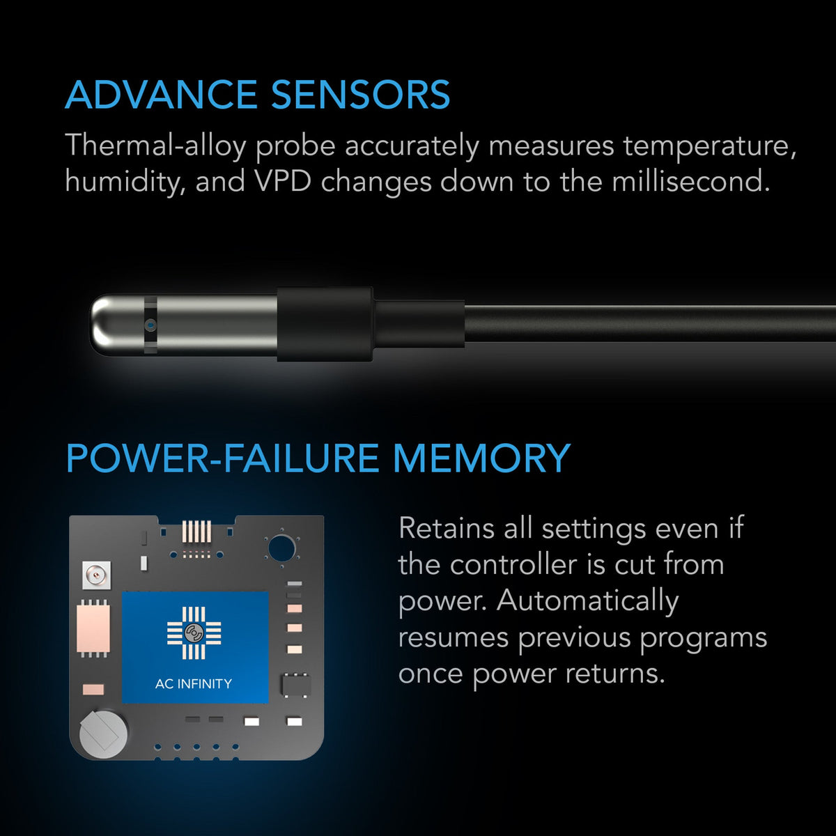 ACInfinity Smart Controller 69Pro Plus Sensors
