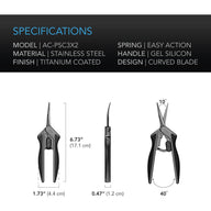 AC Infinity AC Infinity Stainless Steel Curved Pruning Shear Trimming Scissors - 2-Pack Specs