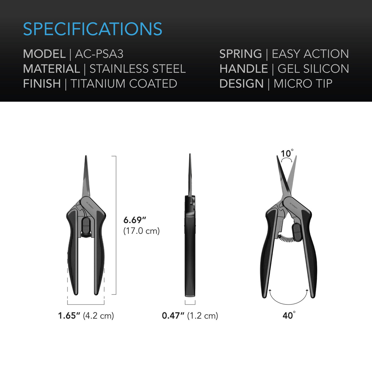 AC Infinity AC Infinity Stainless Steel Pruning Shear Trimming Scissors Specs