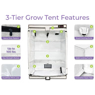 Active Grow Microgreens & Herbs 3-Tier Walden White LED Grow Tent Kit Features