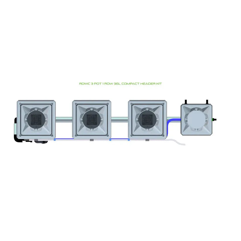 Alien Hydroponics RDWC - 3 Pot 1 Row 20L / Compact Header / Without Air Pump