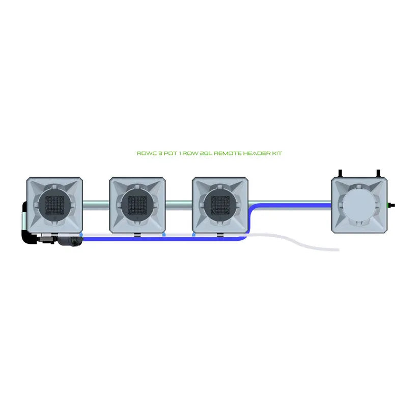 Alien Hydroponics RDWC - 3 Pot 1 Row 20L / Remote Header / Without Air Pump