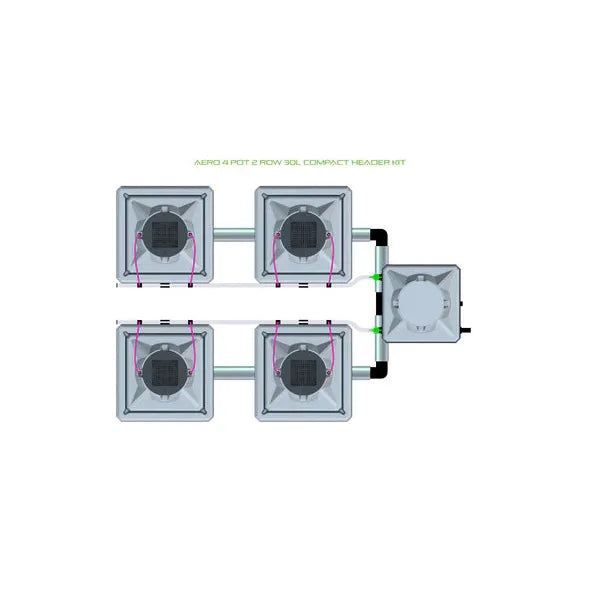 Alien Hydroponics AERO System- 4 Pot 2 Row Kit