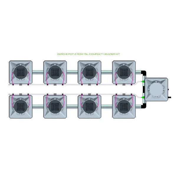 Alien Hydroponics AERO System- 8 Pot 2 Row Kit
