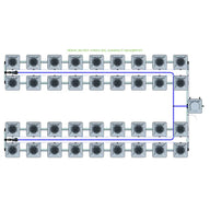 Alien Hydroponics RDWC 36-pot, 4-row, 20L compact header kit, top-down view of a complete hydroponic system.