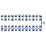 RDWC 48 Pot 4 Row 36L Remote Header Kit diagram, showing square hydroponic pots arranged in four rows.
