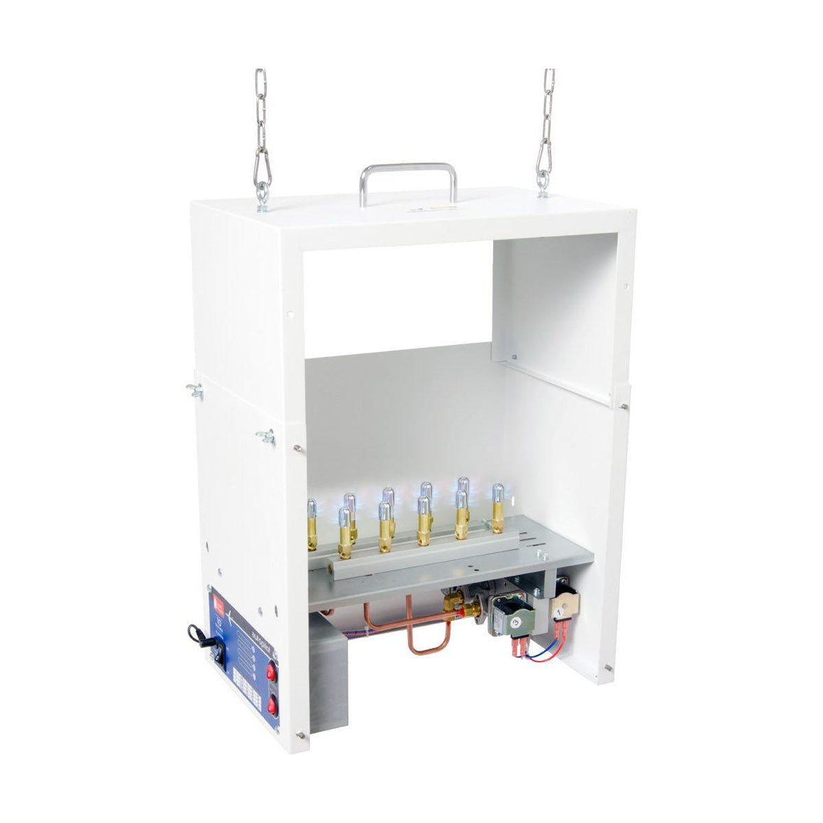 White LP CO2 generator with 10 burners and control panel.