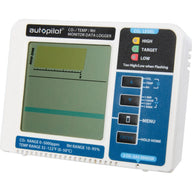 Autopilot CO2/Temp/RH monitor data logger with LCD screen and button controls.