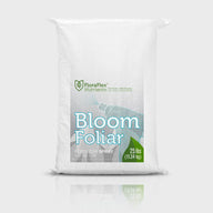 White bag of FloraFlex Bloom Foliar fertilizer, 25 lbs, with green logo and blue text.