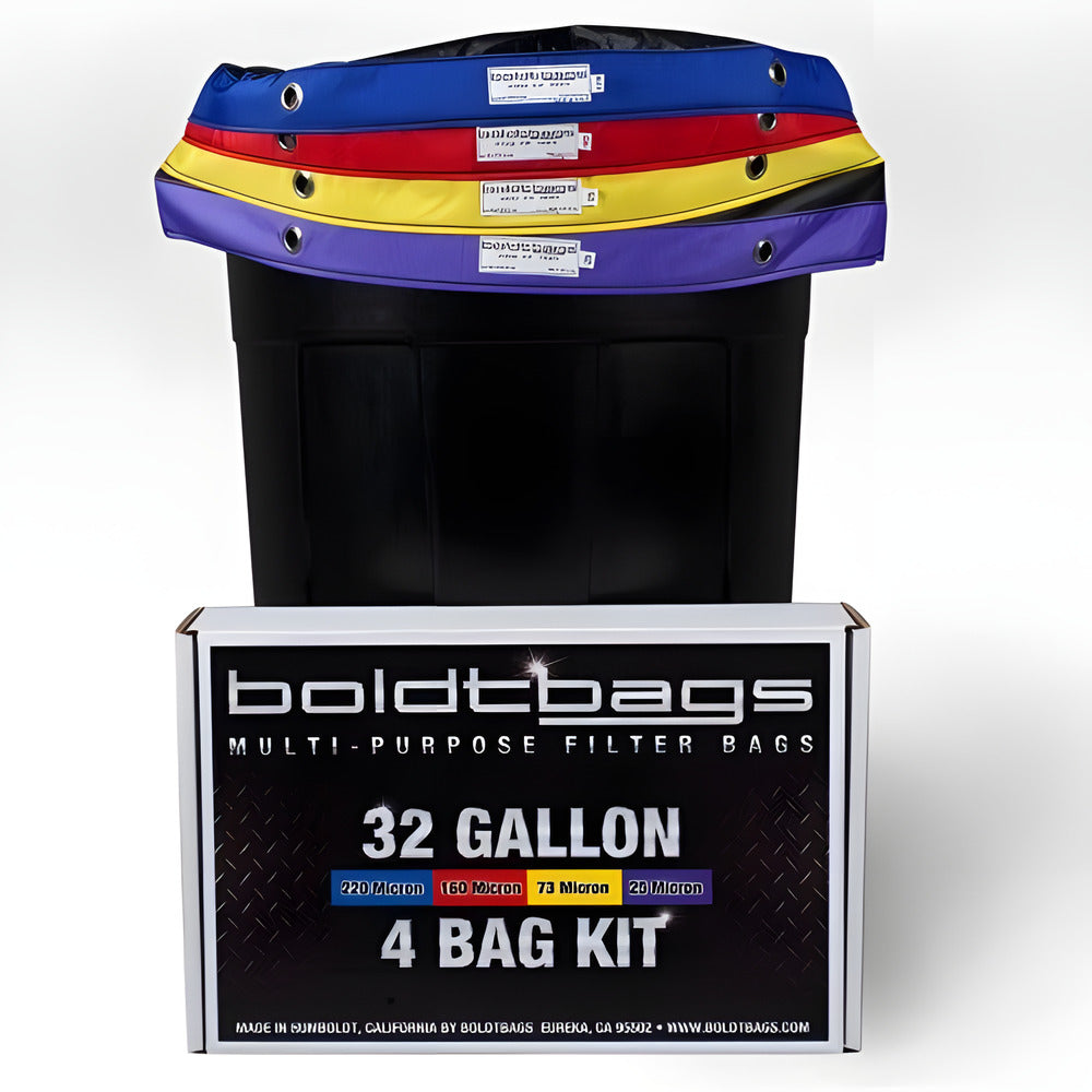 Boldtbags 32-gallon 4-bag kit featuring colored micron filter bags.