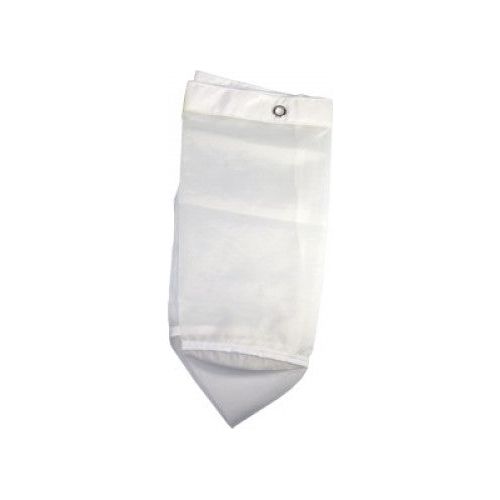 White mesh bag with grommet, closed tip, white background.